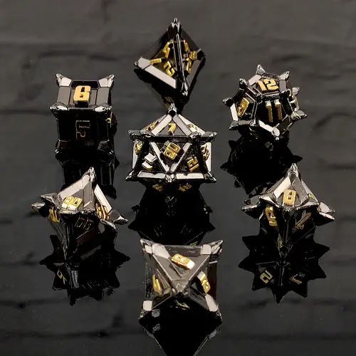 Dark Steel Caltrops Metal DnD Dice Set