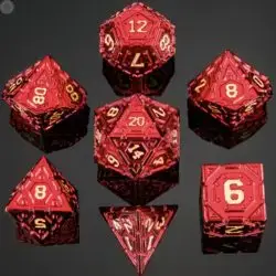 Solid Metal Star Map (Red with gold) Dice Set